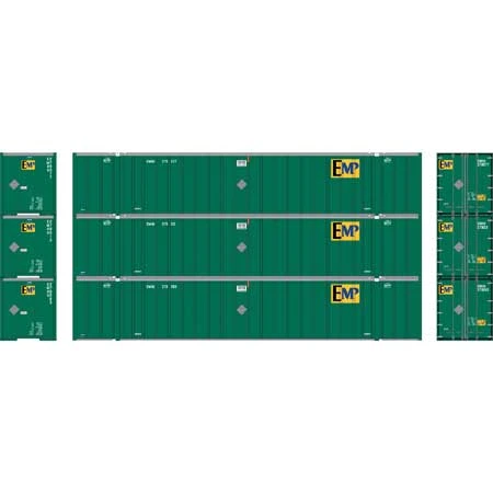 Athearn 17310 N Scale 53' Stoughton Intermodal Container EMP EMHU 3 Pack #1 2 Athearn 17310 N Scale 53' Stoughton Intermodal Container EMP EMHU 3 Pack #1 - Image 2