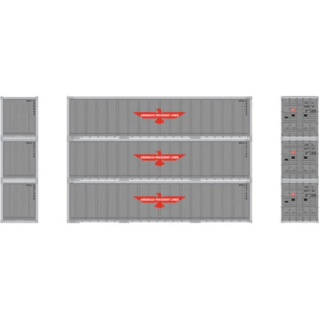 Athearn 17701 N Scale 40' Smooth Side Container APL 3 Pack 2 Athearn 17701 N Scale 40' Smooth Side Container APL 3 Pack - Image 2