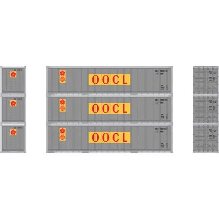 Athearn 17706 N Scale 40' Smooth Side Container OOCL 3 Pack 2 Athearn 17706 N Scale 40' Smooth Side Container OOCL 3 Pack - Image 2