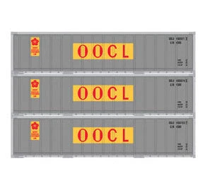 Athearn 17706 N Scale 40' Smooth Side Container OOCL 3 Pack 1 Athearn 17706 N Scale 40' Smooth Side Container OOCL 3 Pack