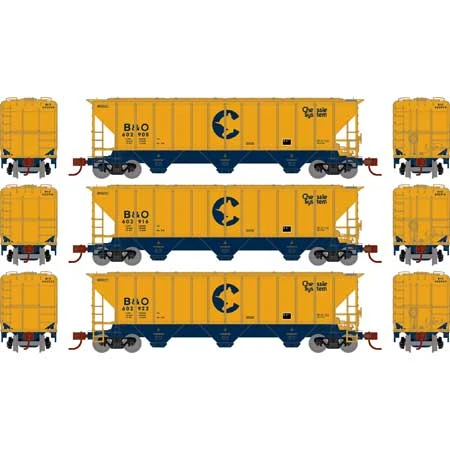 Athearn 27406 N Scale PS 4427 Covered Hopper Chessie System B&O 3 Pack 2 Athearn 27406 N Scale PS 4427 Covered Hopper Chessie System B&O 3 Pack - Image 2