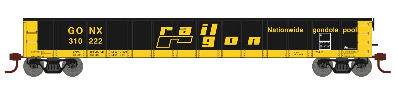 Athearn 6618 N Scale 52' Mill Gondola Railgon GONX 310222 1 Athearn 6618 N Scale 52' Mill Gondola Railgon GONX 310222