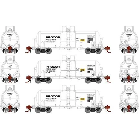 Athearn Genesis GN15324 N Scale 13,000 Gallon Acid Tank Car Procor "White" PROX 3 Pack 2 Athearn Genesis GN15324 N Scale 13,000 Gallon Acid Tank Car Procor "White" PROX 3 Pack - Image 2