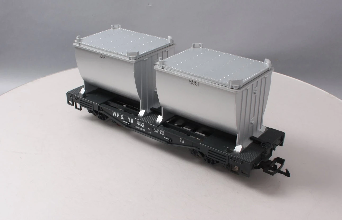 LGB 4086 G Scale Flatcar With Ore Containers White Pass And Yukon WP&Y 462 - NOS 1 LGB 4086 G Scale Flatcar With Ore Containers White Pass And Yukon WP&Y 462 - NOS