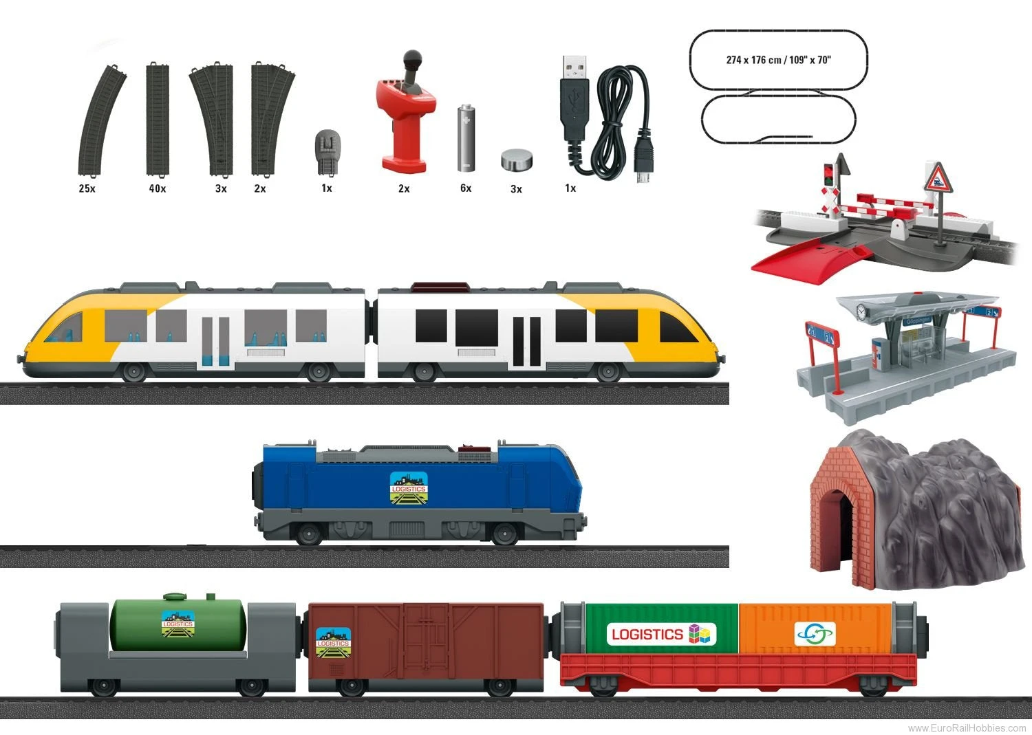 Marklin My World 29343 HO Scale Passenger & Freight Train Starter Set (Battery Powered) 2 Marklin My World 29343 HO Scale Passenger & Freight Train Starter Set (Battery Powered) - Image 2