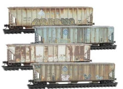 Micro-trains 983 05 028 N Scale Evans 100T Covered Hopper ADM ULEX 4 Pack Weathered