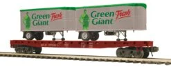 MTH Premier 20-95555 O Scale Milwaukee Road MILW Flatcar With Green Giant Pup Trailers