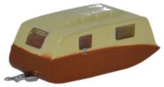 Oxford Diecast NCV003 N Scale Caravan Travel Trailer Brown And Cream