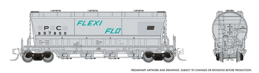 Rapido Trains 533005A N Scale PD3500 Flexi Flo Covered Hopper Penn Central (ex NYC) PC # Varies 2 Rapido Trains 533005A N Scale PD3500 Flexi Flo Covered Hopper Penn Central (ex NYC) PC # Varies - Image 2
