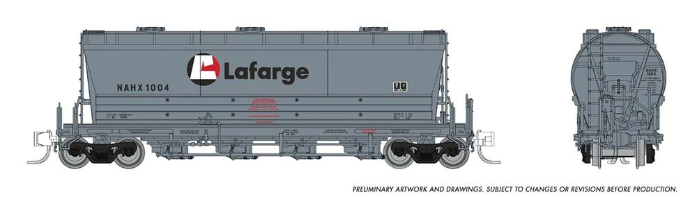 Rapido Trains 533011A N Scale PD3500 Flexi Flo Covered Hopper Lafarge NAHX # Varies 2 Rapido Trains 533011A N Scale PD3500 Flexi Flo Covered Hopper Lafarge NAHX # Varies - Image 2