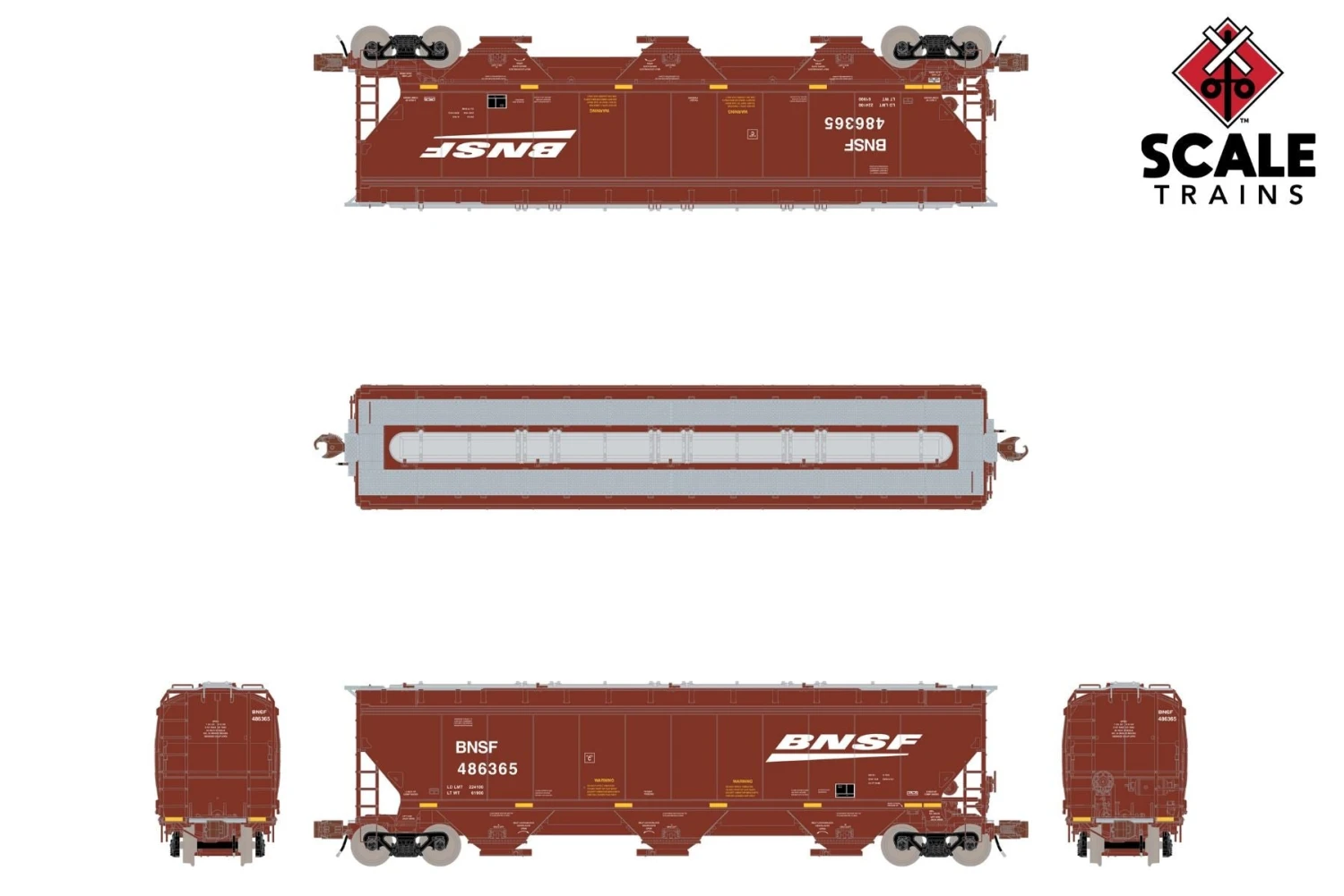 ScaleTrains 33223 Rivet N Scale Gunderson 5188 Covered Hopper BNSF 486511 2 ScaleTrains 33223 Rivet N Scale Gunderson 5188 Covered Hopper BNSF 486511 - Image 2