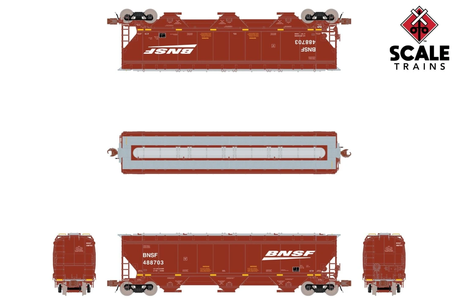 ScaleTrains 33235 Rivet N Scale Gunderson 5188 Covered Hopper BNSF 489010 2 ScaleTrains 33235 Rivet N Scale Gunderson 5188 Covered Hopper BNSF 489010 - Image 2