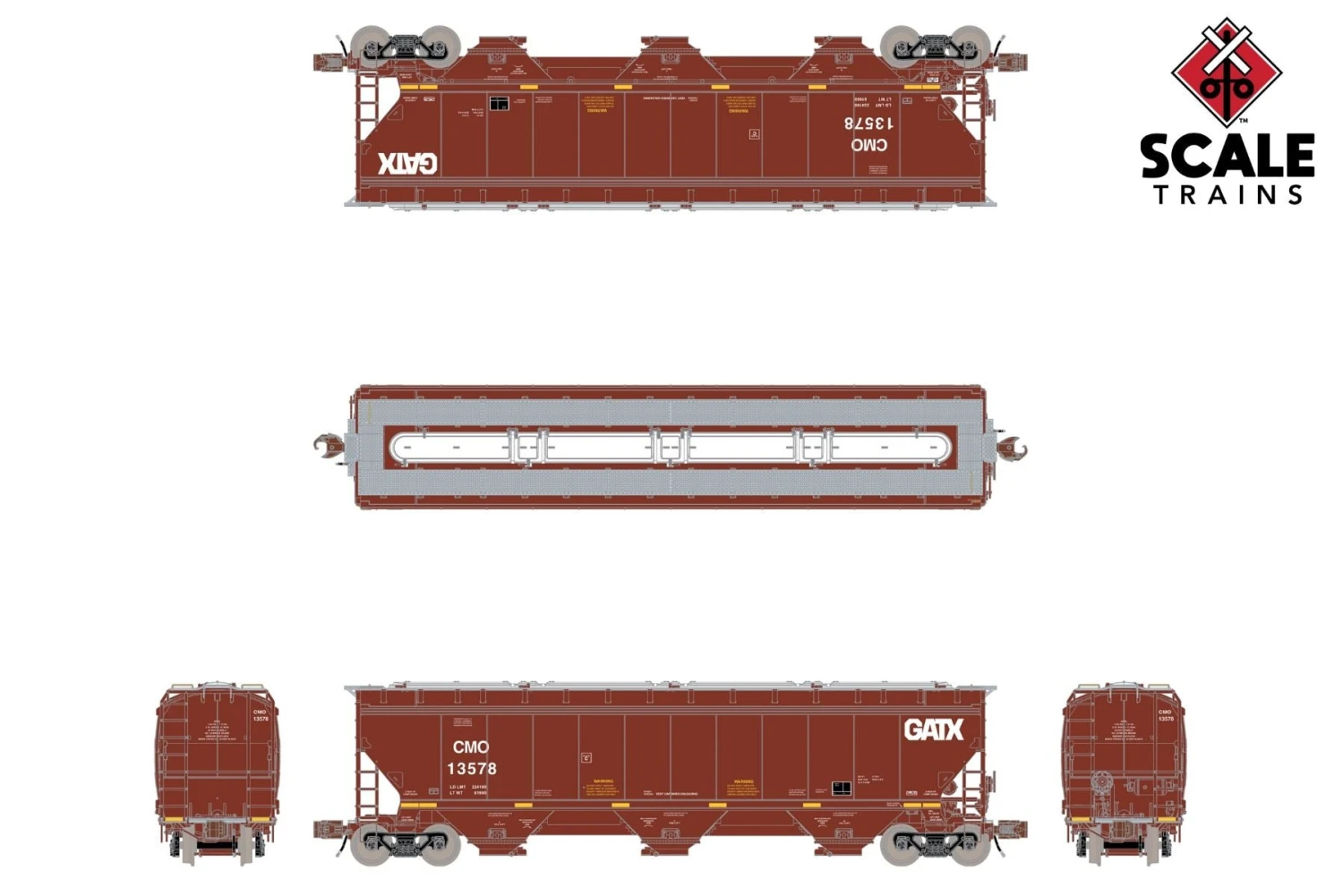 ScaleTrains 33238 Rivet N Scale Gunderson 5188 Covered Hopper GATX CMO 13578 3 ScaleTrains 33238 Rivet N Scale Gunderson 5188 Covered Hopper GATX CMO 13578 - Image 3