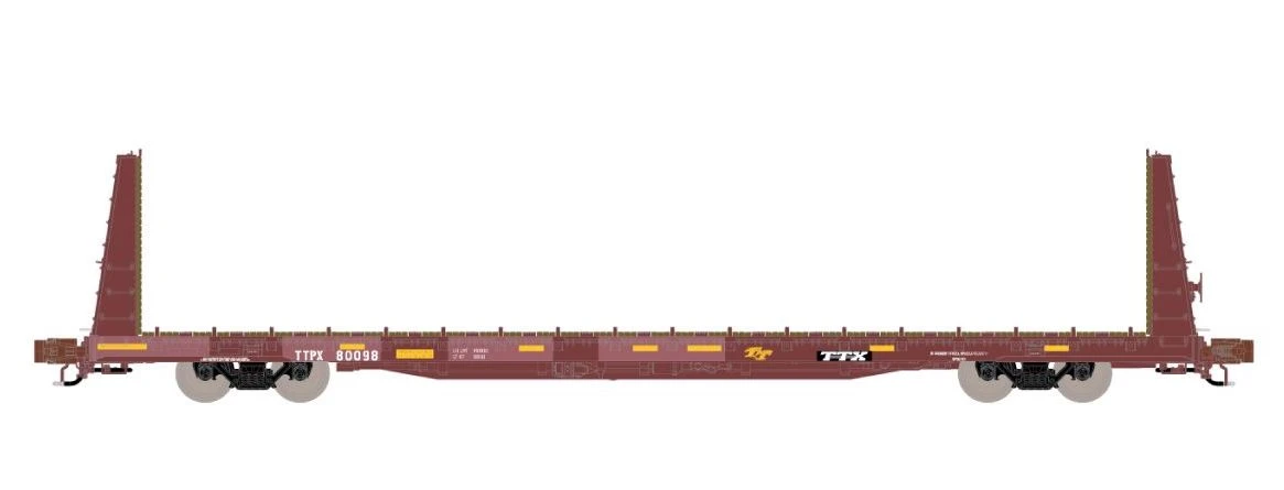 ScaleTrains Rivet 38974 N Scale BSC F68AH Bulkhead Flatcar Red Logo TTPX 80098 1 ScaleTrains Rivet 38974 N Scale BSC F68AH Bulkhead Flatcar Red Logo TTPX 80098