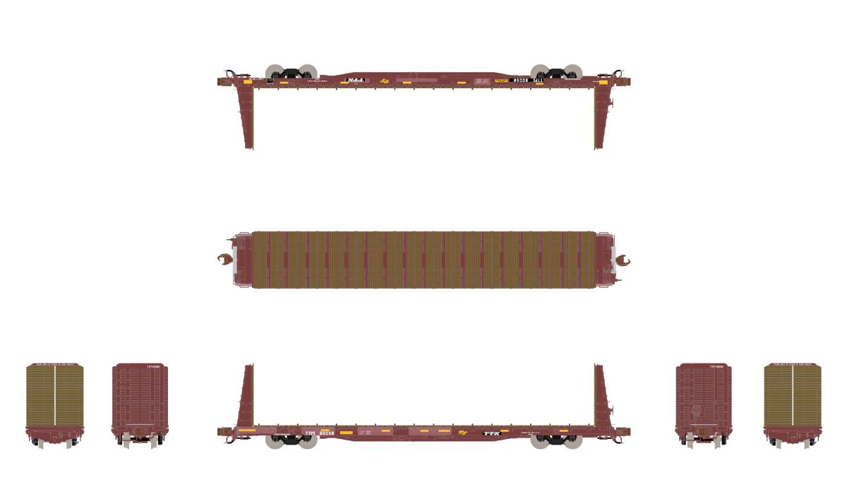 ScaleTrains Rivet 38974 N Scale BSC F68AH Bulkhead Flatcar Red Logo TTPX 80098 2 ScaleTrains Rivet 38974 N Scale BSC F68AH Bulkhead Flatcar Red Logo TTPX 80098 - Image 2