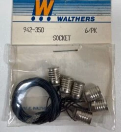 Walthers 942-350 Pea Lamp Sockets For Screw Mount Light Bulbs 6 Pack - NOS