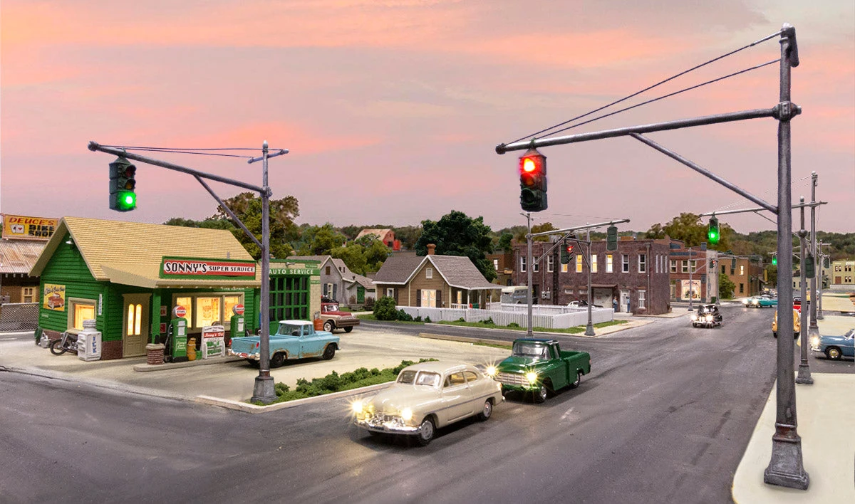 Woodland Scenics Woodland JP5637 N Scale Just Plug Mast Style Traffic Lights 2 Woodland Scenics Woodland JP5637 N Scale Just Plug Mast Style Traffic Lights - Image 2