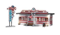 Woodland Scenics BR5066 HO Scale Built Up Structure - Miss Molly's Diner With LED Lighting