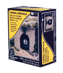 Woodland Scenics C1153 N Scale Single Track Tunnel Portal - Cut Stone (2-Pack) -Lione Train Model Shop woodland scenics c1153 n scale single track tunnel portal cut stone 2 pack c