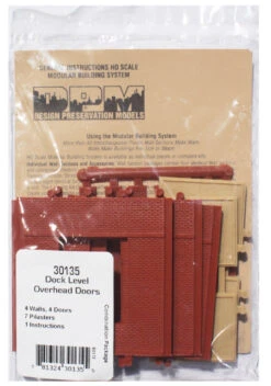 Woodland Scenics DPM 30135 HO Scale Dock Level Wall Sections - Overhead Entry Door 4-Pack -Lione Train Model Shop woodland scenics dpm 30135 ho scale dock level wall sections overhead entry door 4 pack modular structure system b