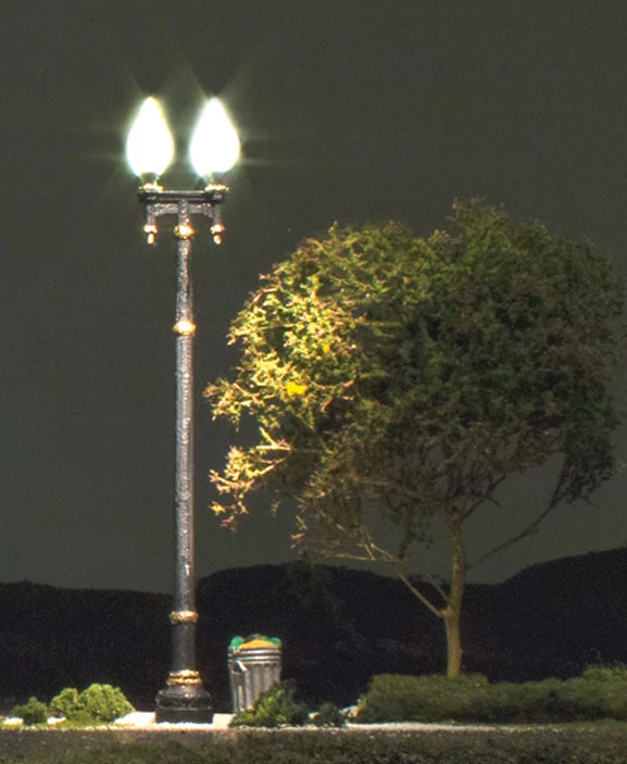 Woodland Scenics JP5640 N Scale Just Plug Street Lights - Double Lamp Post (3-Pack) 3 Woodland Scenics JP5640 N Scale Just Plug Street Lights - Double Lamp Post (3-Pack) - Image 3