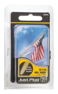 Woodland Scenics JP5954 Just Plug Medium (1-3/8") Wall Mount Pole With U.S. Flag And Spotlight -Lione Train Model Shop woodland scenics jp5953 just plug small 1 2 wall mount pole with u s flag and spotlight a 1 1